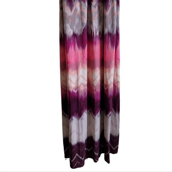 London Times  Cream Purple Multicolored TieDye  Sleeveless Maxi Dress Sz 6 - Picture 4 of 8